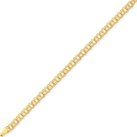 14k Yellow Gold 4.00mm Double Link Charm Bracelet