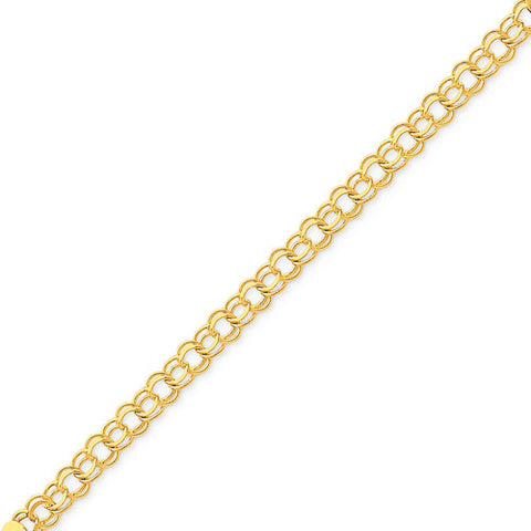 14k Yellow Gold 7.00mm Double Link Charm Bracelet