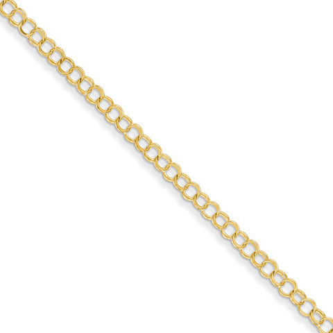 14k Yellow Gold Solid 3.50mm Double Link Charm Bracelet