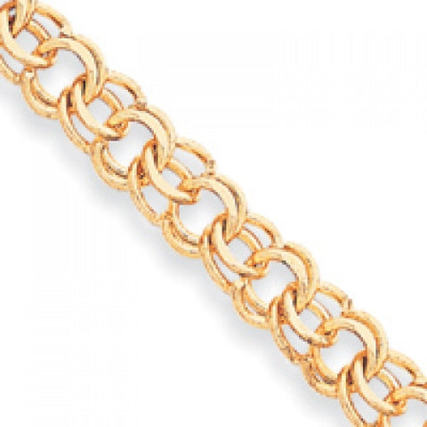 14k Yellow Gold 10.00mm Double Link Charm Bracelet