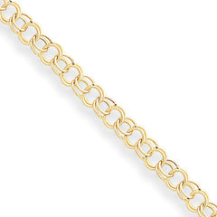 14k Yellow Gold 4.00mm Hollow Double Link Charm Bracelet