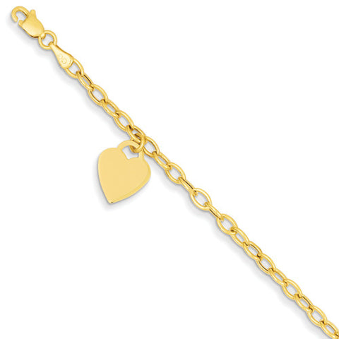 14k Yellow Gold Heart Charm Bracelet