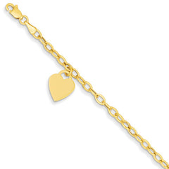 14k Yellow Gold Heart Charm Bracelet