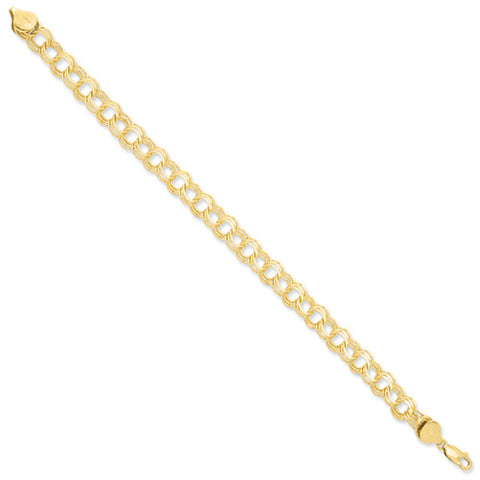 14k Yellow Gold 8.00mm Triple Link Charm Bracelet